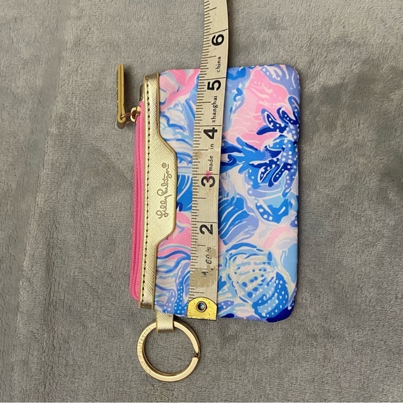 Lilly Pulitzer card and ID key ring holder zipper pouch pink blue 4506 - Picture 4 of 8